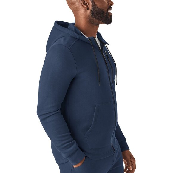 NWT Members Mark Mens Full Zip Double Knit Kangaroo Pocket Long Active Hoodie XL - Picture 2 of 6